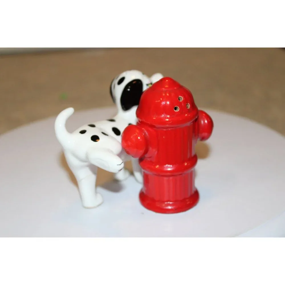 Salt & Pepper Shakers - Vintage Dalmatian & Fire Hydrant - See Desc